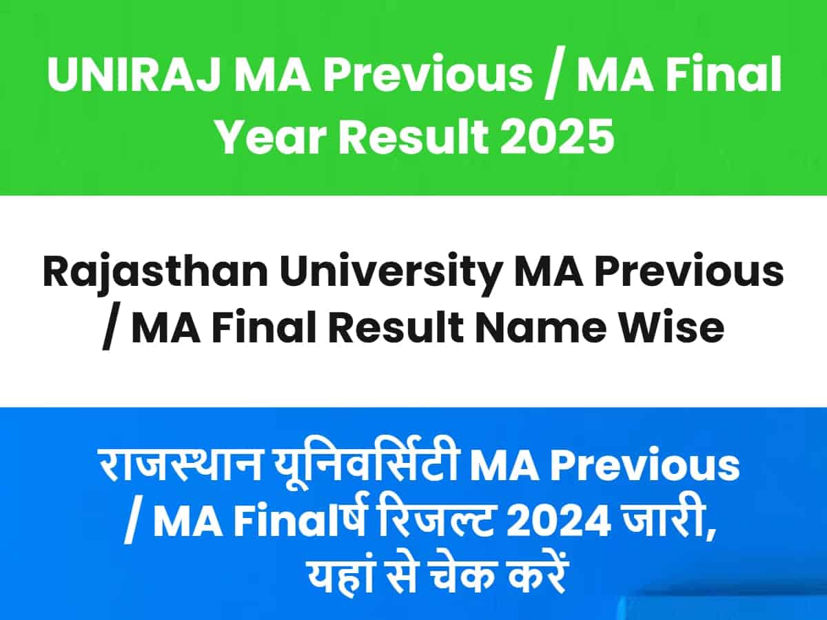 UNIRAJ MA Previous MA Final Year Result 2025 Rajasthan University MA Previous MA Final Result Name Wise