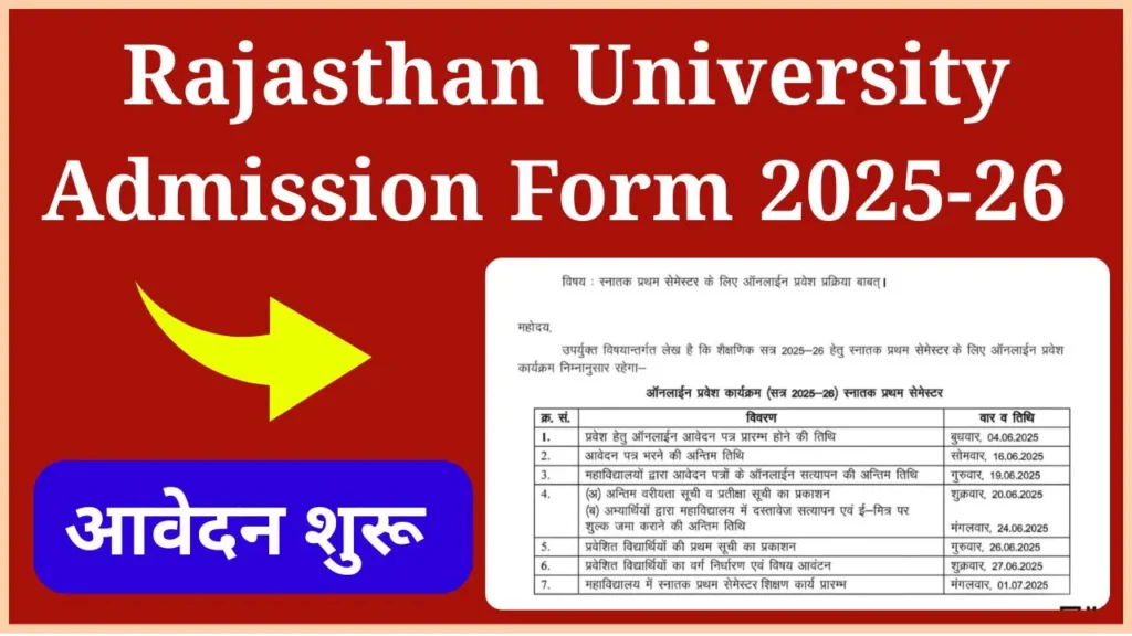 Rajasthan University Admission Form 2025-26: राजस्थान यूनिवर्सिटी बीए, बीएससी, बीकॉम एडमिशन फॉर्म के लिए आवेदन करे 2 Rajasthan University Admission Form 2025-26