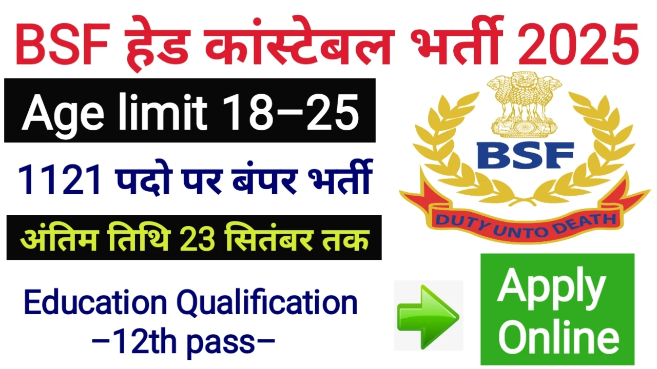 BSF Head Constable Vacancy 2025: 1121 पदों के लिए सुनहरा मौका! अभी आवेदन करे। 3 BSF Head Constable Vacancy 2025: 1121 पदों के लिए सुनहरा मौका! अभी आवेदन करे।