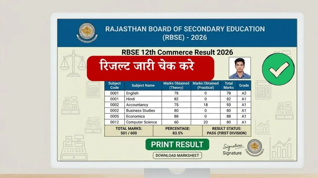 RBSE 12th Commerce Result 2026